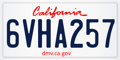 CA license plate 6VHA257