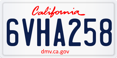CA license plate 6VHA258