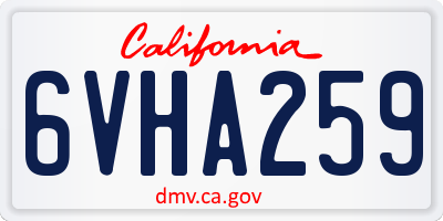 CA license plate 6VHA259