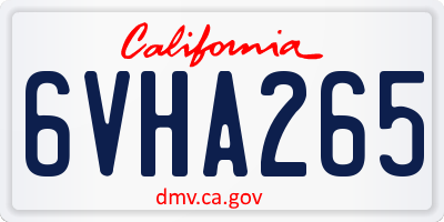 CA license plate 6VHA265