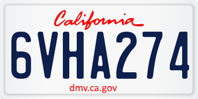 CA license plate 6VHA274