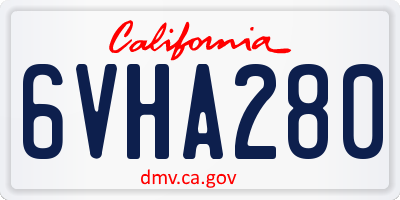 CA license plate 6VHA280