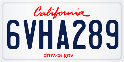 CA license plate 6VHA289