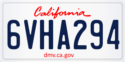 CA license plate 6VHA294