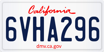 CA license plate 6VHA296