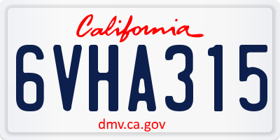 CA license plate 6VHA315