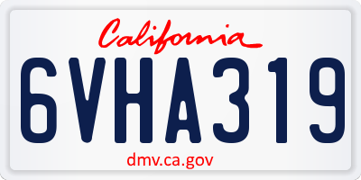 CA license plate 6VHA319