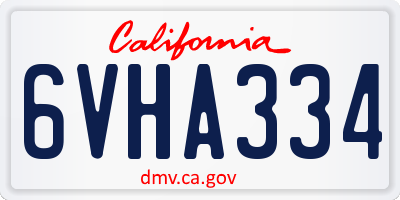 CA license plate 6VHA334