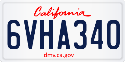 CA license plate 6VHA340