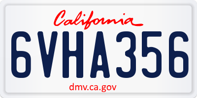CA license plate 6VHA356