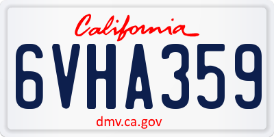 CA license plate 6VHA359