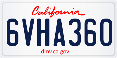 CA license plate 6VHA360