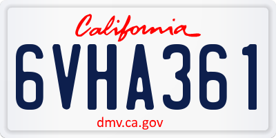 CA license plate 6VHA361
