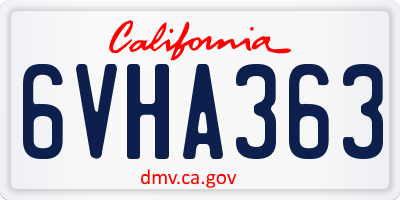 CA license plate 6VHA363