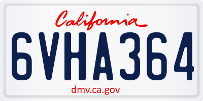 CA license plate 6VHA364