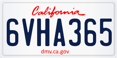 CA license plate 6VHA365