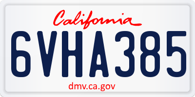 CA license plate 6VHA385