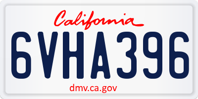 CA license plate 6VHA396