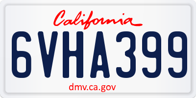CA license plate 6VHA399