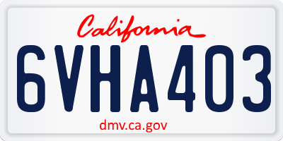 CA license plate 6VHA403