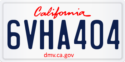 CA license plate 6VHA404