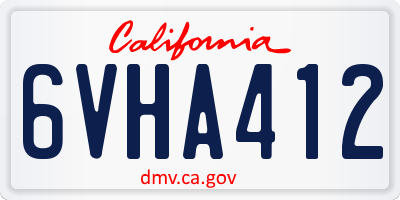 CA license plate 6VHA412