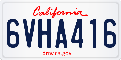 CA license plate 6VHA416