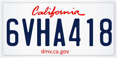 CA license plate 6VHA418