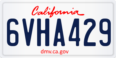 CA license plate 6VHA429