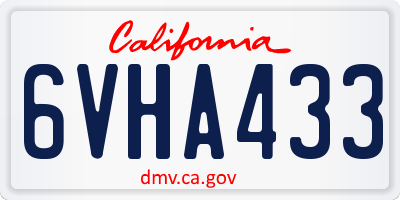 CA license plate 6VHA433