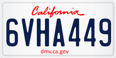 CA license plate 6VHA449