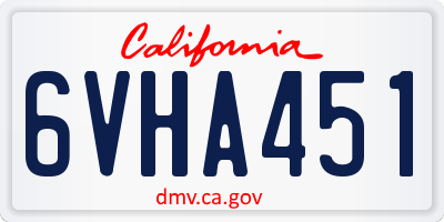 CA license plate 6VHA451