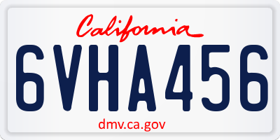 CA license plate 6VHA456