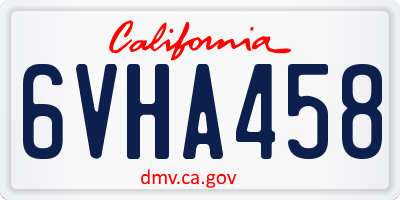 CA license plate 6VHA458