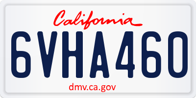 CA license plate 6VHA460
