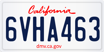 CA license plate 6VHA463