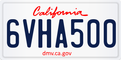 CA license plate 6VHA500