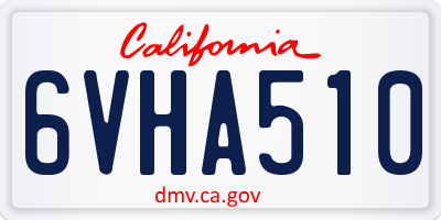 CA license plate 6VHA510