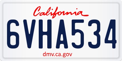 CA license plate 6VHA534