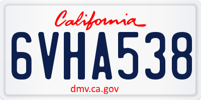 CA license plate 6VHA538