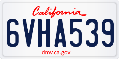 CA license plate 6VHA539