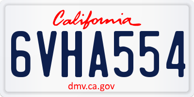 CA license plate 6VHA554