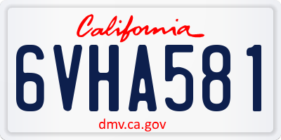 CA license plate 6VHA581