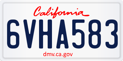 CA license plate 6VHA583