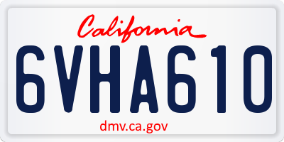 CA license plate 6VHA610