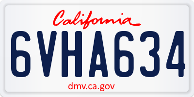 CA license plate 6VHA634