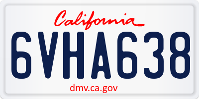 CA license plate 6VHA638