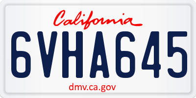 CA license plate 6VHA645