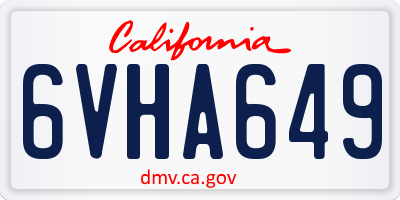CA license plate 6VHA649