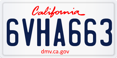CA license plate 6VHA663